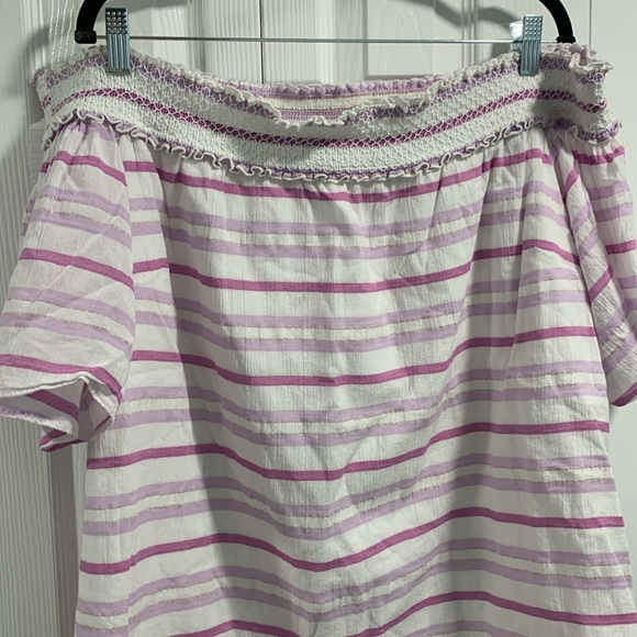 Lane Bryant Off The Shoulder Purple White and Gold Stripes - Picture 6 of 9
